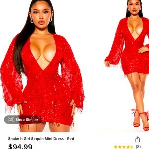 **DRY CLEANED** Worn To Try On-SEXY RED SEQUINS DRESS